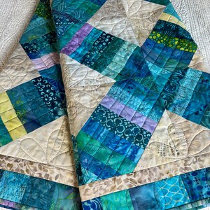 Quilt Handmade Batik Turquoise Aqua and Blues Quilted Throw - Etsy