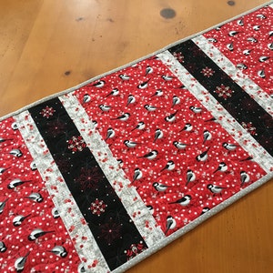 Table Runner Christmas Birds Snowflakes Handmade Quilted Decor