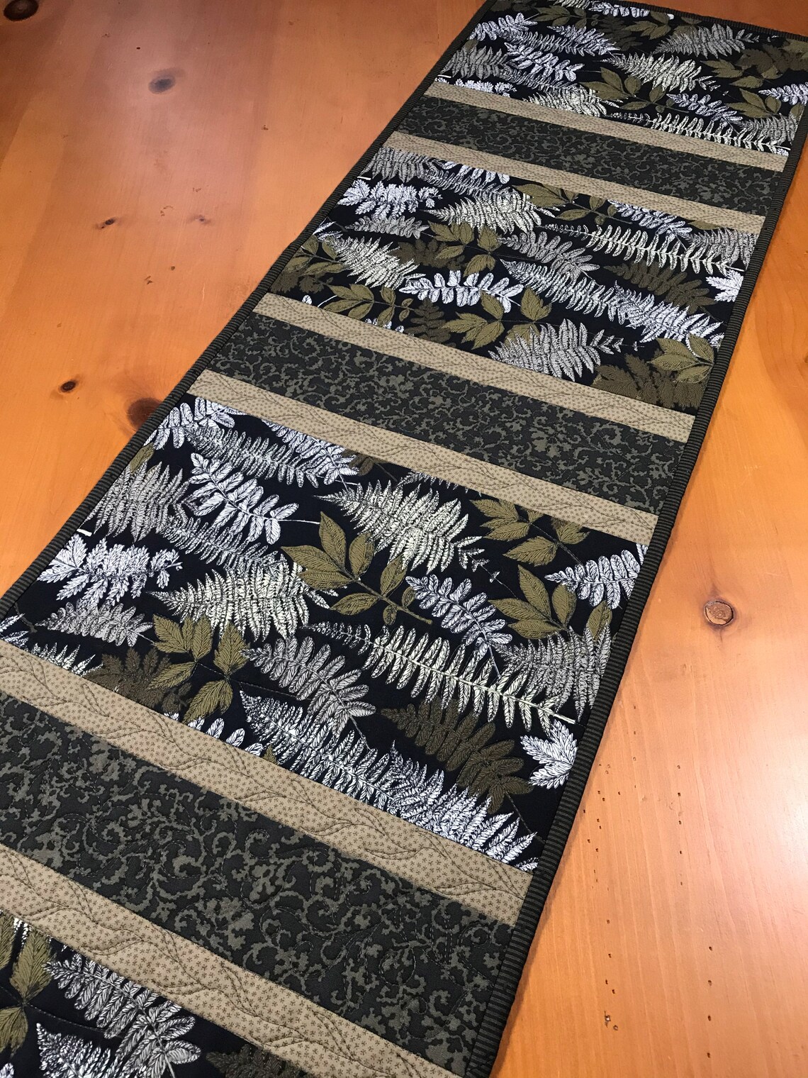 Table Runner Fern Leaves Handmade Quilted Home Décor Etsy