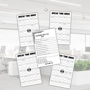 Afdrukbare teambuildingbingo is een geweldig kantoorspel om je te helpen met ijsbrekers en om je beter te leren kennen