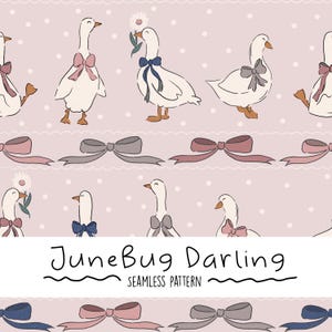 Silly Goose Seamless Repeat Pattern Hand Drawn Digital Art Geese PNG Farm Animal Digital Pattern Cute Nursery Art Retro Cottagecore Design