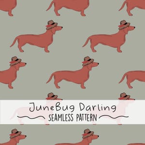 Dachshund Seamless Repeat Pattern Hand Drawn Digital Art Dog Lover PNG Digital Pattern Cute Dog Seamless Art Sausage Dog Wiener Dog