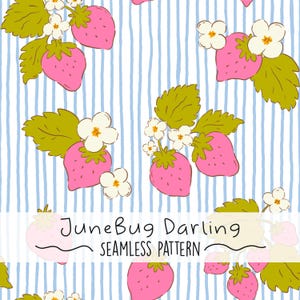 Erdbeere Musterdesign Hand gezeichnet Digitale Kunst Frühling PNG Digitales Muster Niedliche Sommer-Wiederholungsmuster Trendy Sublimationsfrucht