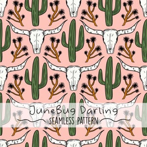 Boho Cowgirl Seamless Repeat Pattern Hand Drawn Digital Art Western PNG Digital Pattern Cute Western Boho Art Southwestern Desert PNG