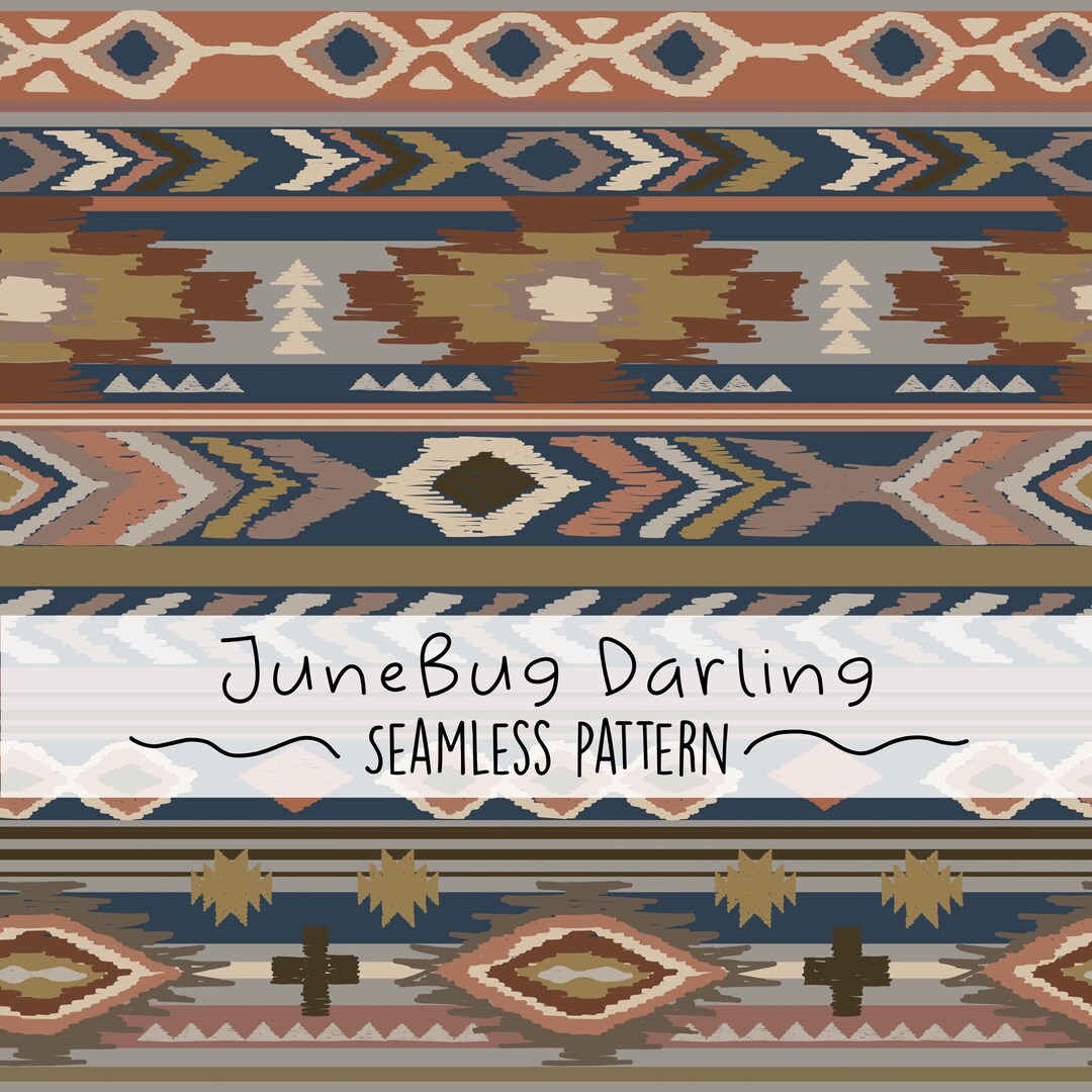 Red Western Repeat Pattern Western Aztec Seamless Repeat Pattern Hand Drawn Digital Art ...