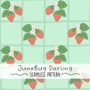 Strawberry Seamless Repeat Pattern Hand Drawn Digital Art Spring PNG Digital Pattern Cute Summer Repeating Pattern Trendy Sublimation Fruit