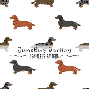 Dachshund Seamless Repeat Pattern Hand Drawn Digital Art Dog Lover PNG Digital Pattern Cute Dog Seamless Art Sausage Dog Wiener Dog