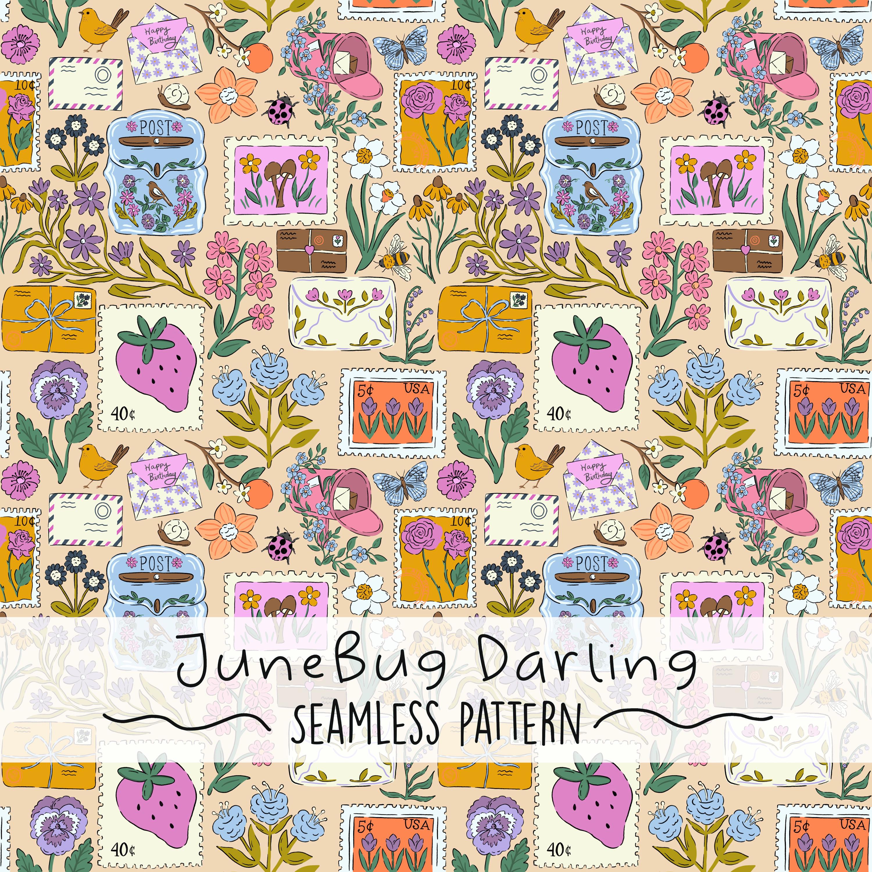 Repeating Stamp Pattern Stamps Seamless Repeat Pattern Hand Drawn Digital Art Cottagecore ...