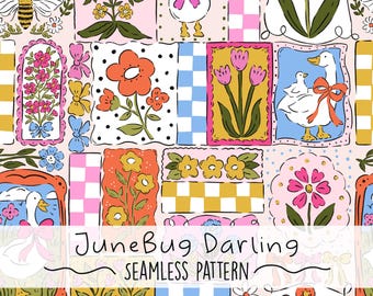 Padrão repetitivo e sem emendas de ganso bobo, desenhado à mão, para download digital, uso comercial, PNG para scrapbooking.