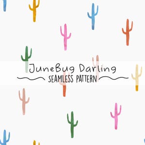 Western Cactus Seamless Repeat Pattern Hand Drawn Digital Art PNG Digital Pattern Design Cowgirl Southwestern Pattern Sublimation Cute