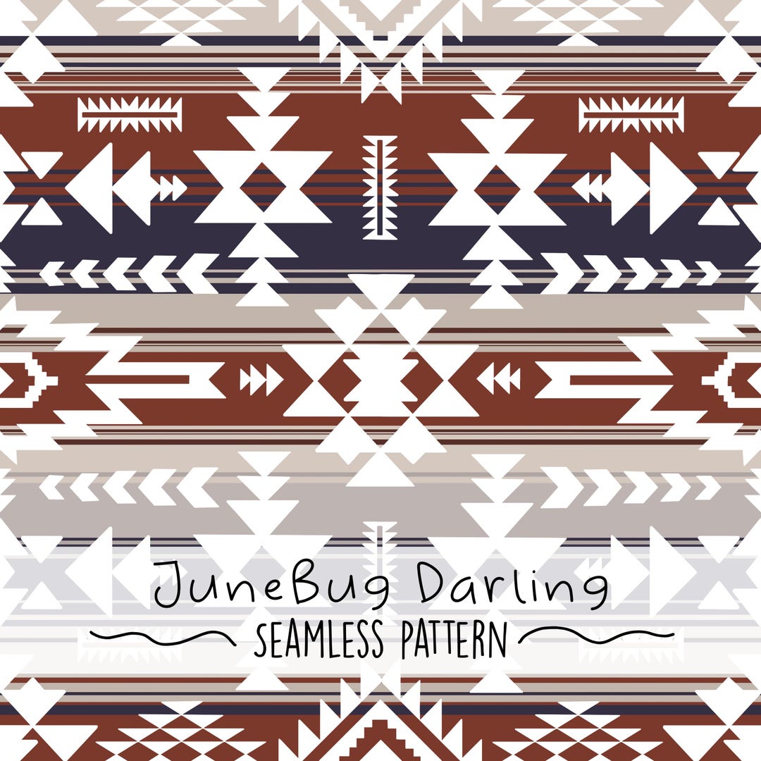 Red Western Repeat Pattern Western Aztec Seamless Repeat Pattern Hand Drawn Digital Art ...