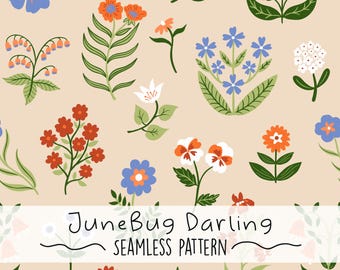 Floral Seamless Repeat Pattern Spring PNG Digital Garden Flower Sublimation Wildflowers Commercial Use