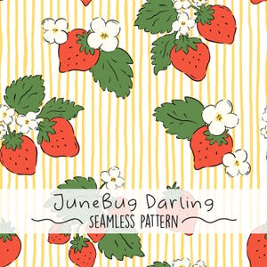 Erdbeere Musterdesign Hand gezeichnet Digitale Kunst Frühling PNG Digitales Muster Niedliche Sommer-Wiederholungsmuster Trendy Sublimationsfrucht