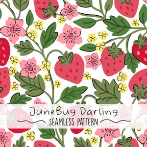 Erdbeere Musterdesign Hand gezeichnet Digitale Kunst Frühling PNG Digitales Muster Niedliche Sommer-Wiederholungsmuster Trendy Sublimationsfrucht