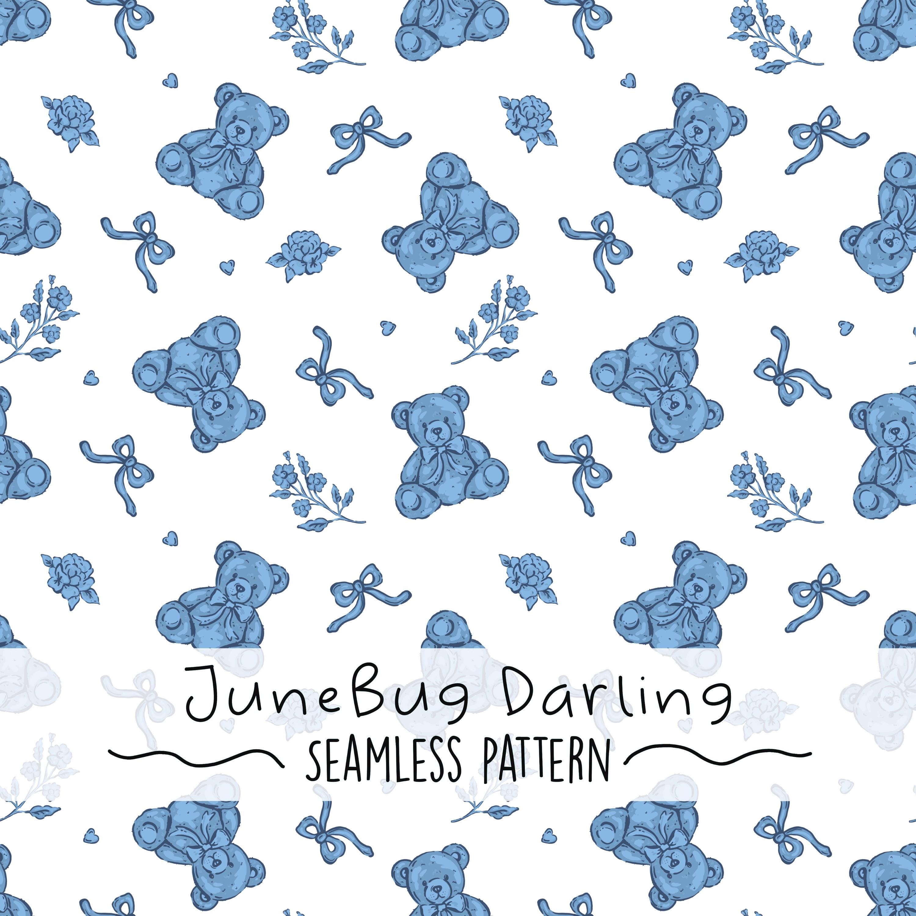 Retro Teddy Bear Seamless Repeat Pattern Hand Drawn Digital Paper ...