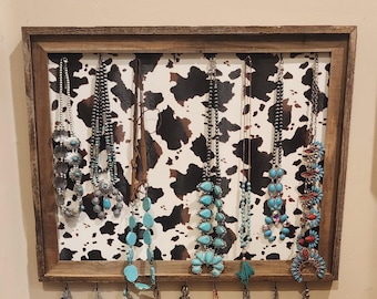 Cowhide Print Wall Necklace Display