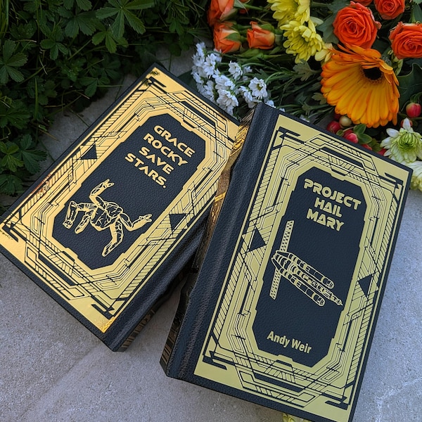 Project Hail Mary – Black Leather | Custom Rebound Hardcover | Handmade Collector’s Edition