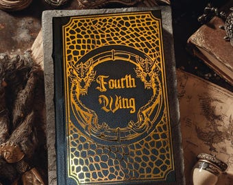 Fourth Wing – Black Leather | Custom Rebound Hardcover | Handmade Collector’s Edition