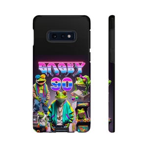 Groovy 90&#39;s Frog Samsung Galaxy stoer hoesje, kikker telefoonhoes, uniek cadeau dierenliefhebber, beschermende smartphonehoes, schattige amfibietechnologie