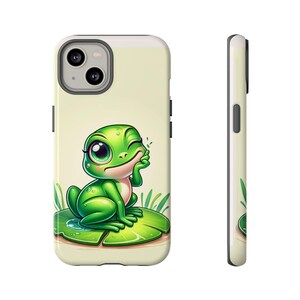 iPhone-hoesje kikker, telefoonhoesje grappig dier, schattige technische accessoires kikker, unieke mobiele telefoonbeschermer, schattige amfibie-smartphone