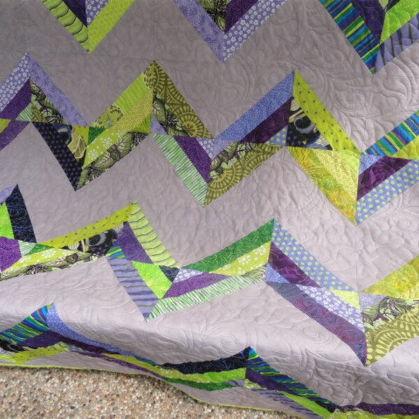 Purple Chevron Quilt    64" x 54"