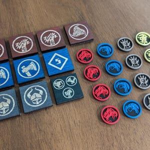 Custom Blood Rage Token Set | 3D Printed Clan & Wood Pillage Tokens | Board Game Upgrade