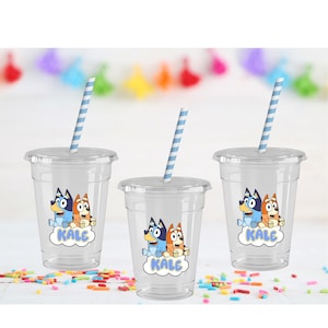 Bluey Birthday Party Cups: Personalized Kids Party Favors