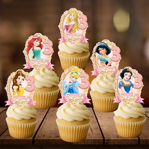 Disney Princesses Cupcake Toppers – 12 Pack – Birthday Party Decorations – Princess Party Favors - Disney Princesses-Themed Cupcake Toppers
