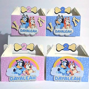 Personalized Bluey Party Favor Boxes /  Gable boxes / Bluey party custom box / Party decor personalized boxes birthday theme party