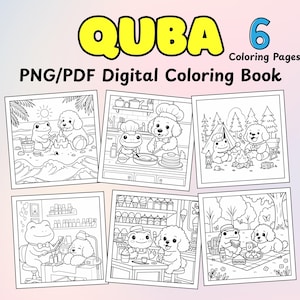 Super Cute Animal Characters Coloring Pages 6 by Coco Wyo, Whimsy Buds Bold & Easy Cute Coloring Book for Adult, Coco Wyo Animal Funny Style
