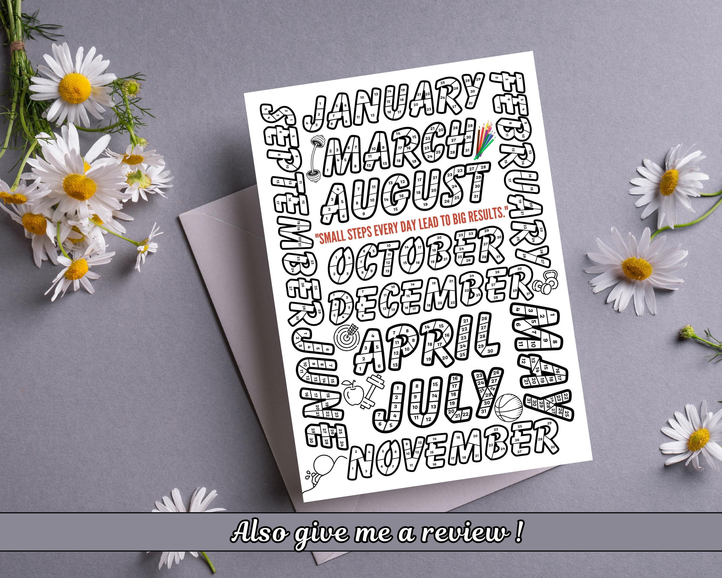 Printable Fitness Workout Coloring Sheet, 2025 Yoga Goal Coloring ...