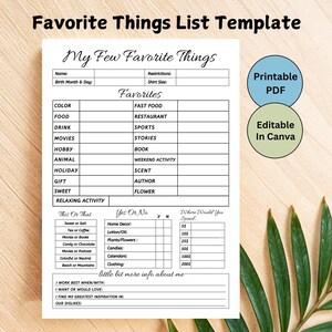 Encuesta imprimible de lista de favoritos para agradecer al personal, cuestionario editable de lista de cosas para conocer al equipo, cuestionario "Todo sobre mis compañeros de trabajo"