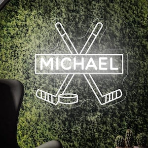 Custom Name Neon Sign For Kids, Ice Hockey Neon Sign Custom Neon Sign Bedroom Decor Kids Room Decor Gift For Kids,Birthday Party Gift