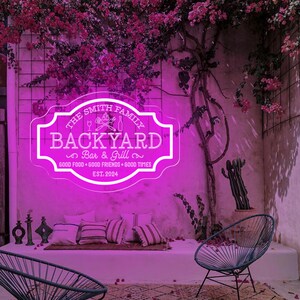 3D Engraved Bar & Grill BBQ LED Neon Sign Custom Back Yard Barbeque Kitchen Patio Food Neon Light Wall Decor Party Welcome Sign