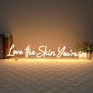 Love The Skin You're In  Neon Sign,Beauty Room Neon Decor,Spa Salon Neon Lights,Spa Studio Decor,Esthetician Wall Decor,Skincare Wall Sign