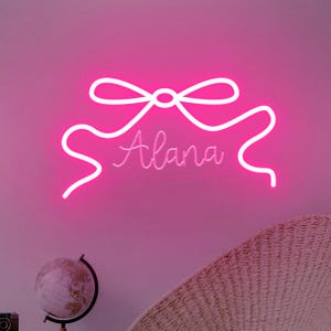 Personalized Bow Name Neon Sign, Custom Bow Name Neon Sign, Bow Neon Sign, Back To School Gift, Dorm Room Decor, Personalized Gift for Kids