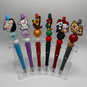 Disney Character Pens w/ Silicone Focal Beads |Refillable Ink Pens|Gift Ideas| Jack/Sally | Moana |Stitch | Minnie & Mikey Mouse|