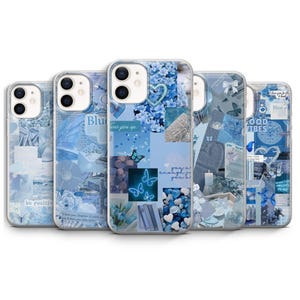 Blue Aesthetic Phone Case Cute Girl Collage cover for iPhone 16e, 15, 14, 13, 12, 11, Samsung S25 Fe, S24, S23, Pixel 9 Pro XL, 8, 7, 6