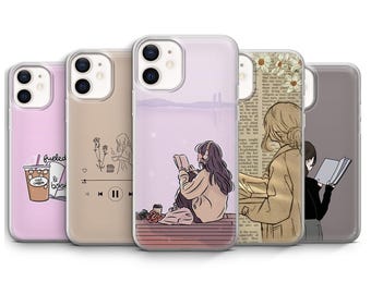 Bookish Phone Case Book girl Book Lover cover for iPhone 17, 16, 15, 14, 13, 12, 11, Samsung S25 Fe, S24, S23, S22, Pixel 10, 9 Pro XL, 8, 7