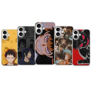 May include: A collection of five phone cases featuring anime-style character designs. The cases showcase various characters with bold colors and detailed artwork. The designs include portraits and action scenes, offering a range of visual styles.