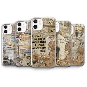 Book Girl Phone Case Bookish Book Lover Collage Aesthetic cover for iPhone 16e, 16, 15, 14, Samsung S25 Fe, S24, S23, Pixel 9 Pro XL, 8, 7