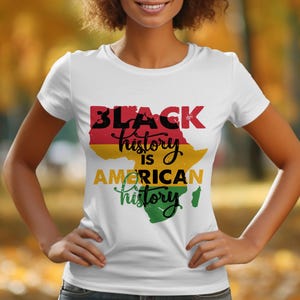 Black History is American History T-shirt, T-shirt Afrika kaart, Juneteenth-shirt, Black Pride-shirt, melanine-shirt, Afrikaans-Amerikaans T-shirt