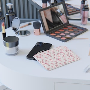 Maquiagem com laço rosa para carteira, presente para o dia das mães, presente do marido para a mãe, presente do pai para ela, bolsa de maquiagem de viagem chique, mini carteira