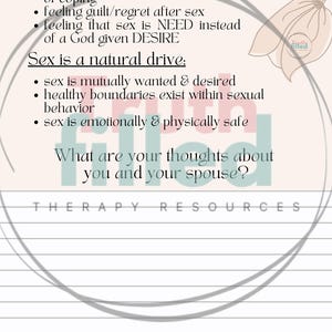 Healthy Sex Vs. Unhealthy Sex Mindset Resource Client Handout