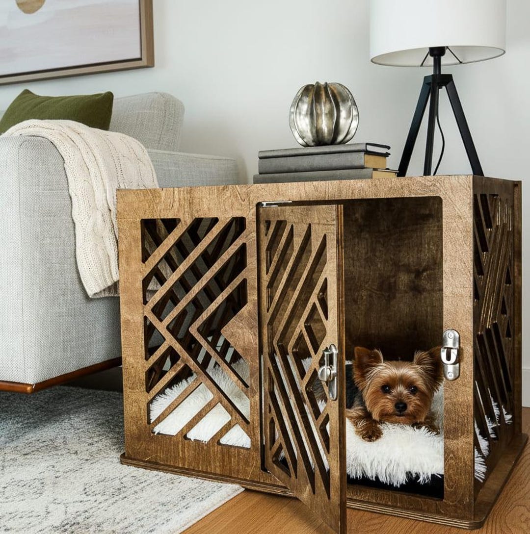 Small / Medium Dog Crate – Handmade Wooden Indoor Dog House Personalize ...