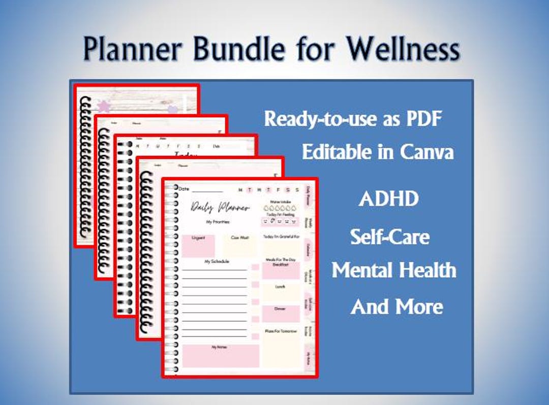 Planner Bundle for Focus & Wellness | Canva Editable Pdfs | Life ...