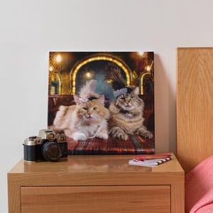 Whimsical Cat Canvas Art - Stylish Kitties, Cute Cat Print, Feline Decor, Home Decor & Pet Lover Gift
