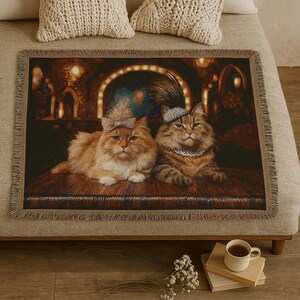 Vintage Cat Woven Blanket: Tapestry Home Decor, Cat Lovers Gift