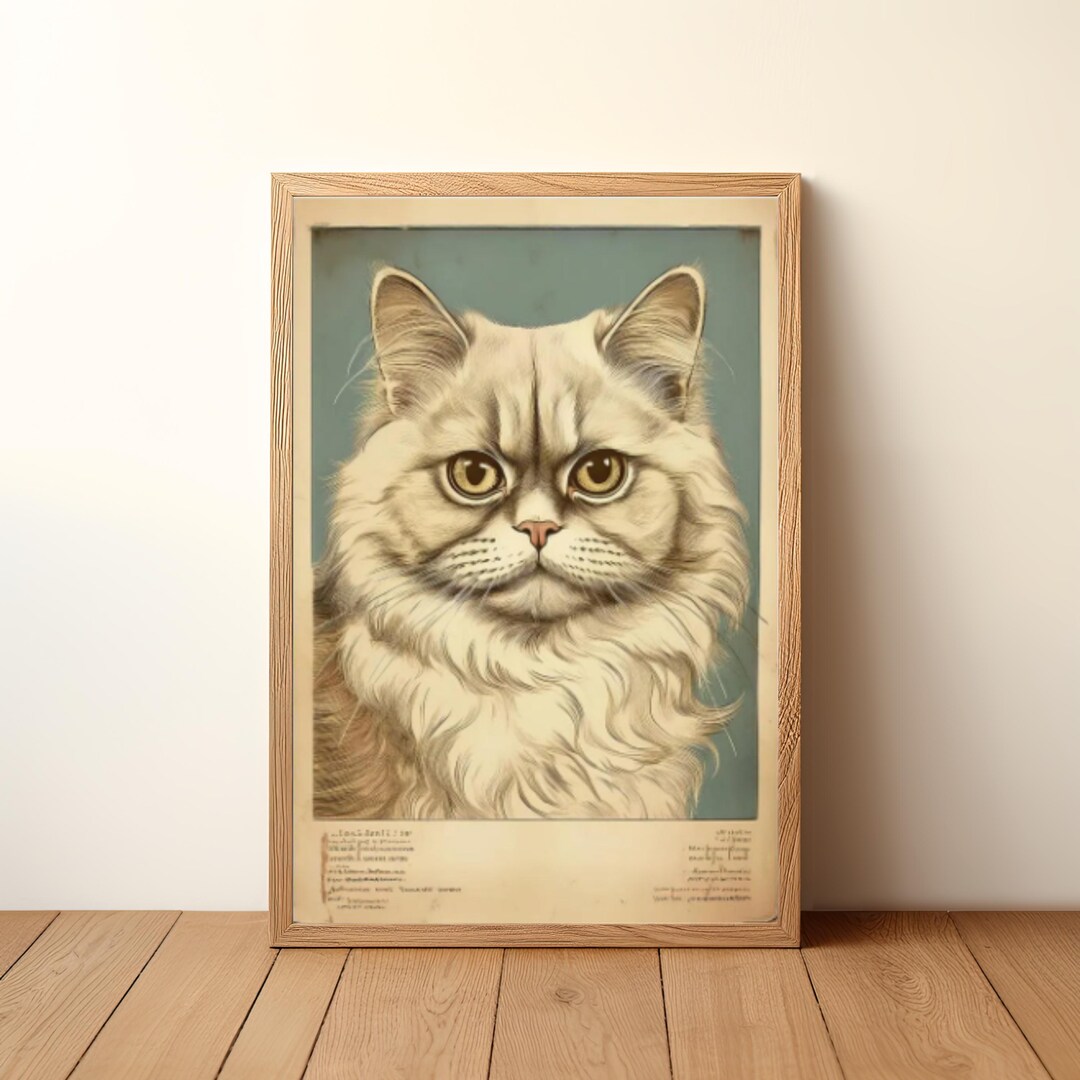 Vintage Persian Cat Print: Mid-century Modern Feline Wall Art - Etsy