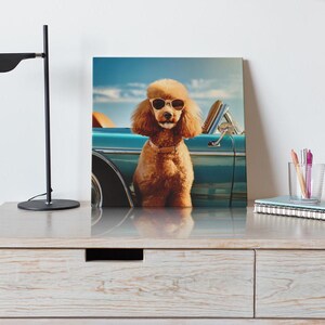 Retro canvas poedelkunst: eigenzinnig cadeau voor hondenliefhebber